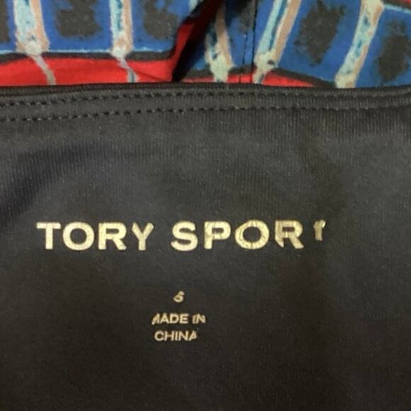 Tory Burch Sport Blue Red Pull On Mid Rise Workout Athletic Short Size S - Picture 5 of 5